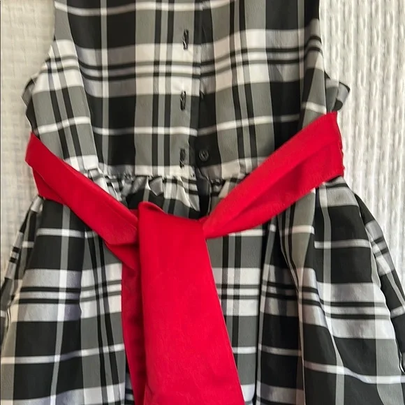 Cherokee Black and White Plaid Dress with Red Sash - Picture 5 of 12